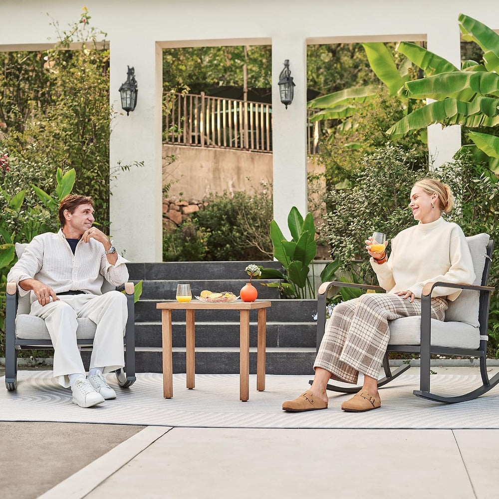 NATURAL EXPRESSIONS 3 Piece Patio Bistro Set, Glider Rocking Chairs & Table
