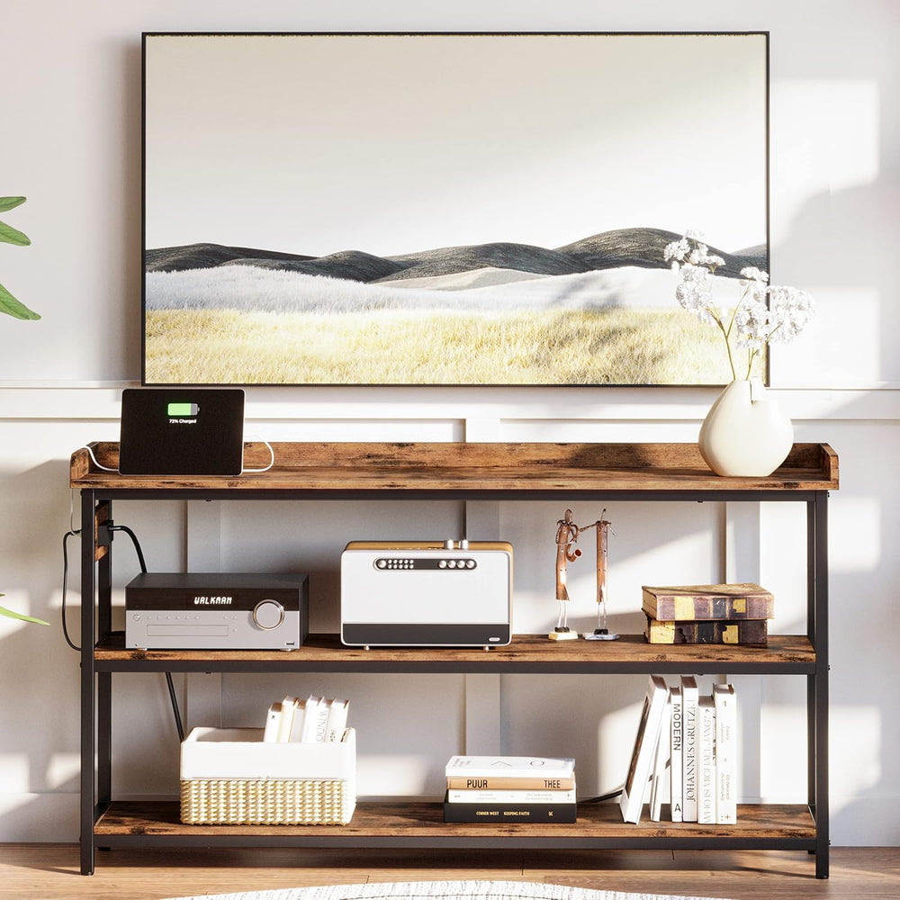 IRONCK Console Table with Power Outlet, One Piece Top, Sofa Table 55" | ...