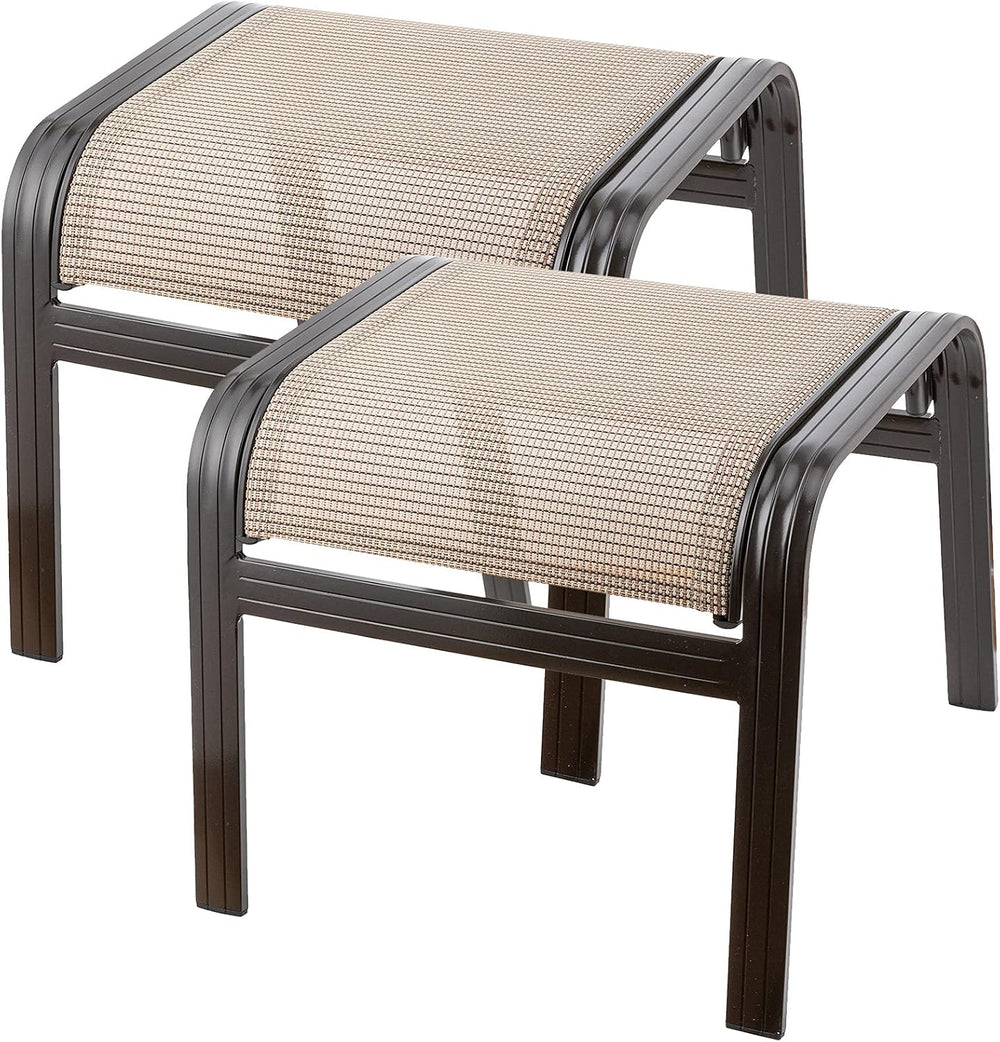 Outdoor Patio Footstools Aluminum Outdoor Ottomans Footrest Small Seating Wic...