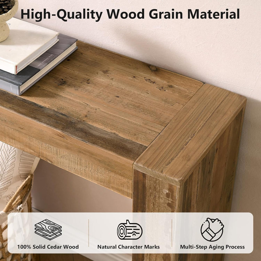 Reclaimed Solid Wood Console Table, 63" Long Farmhouse Entryway Table | ...