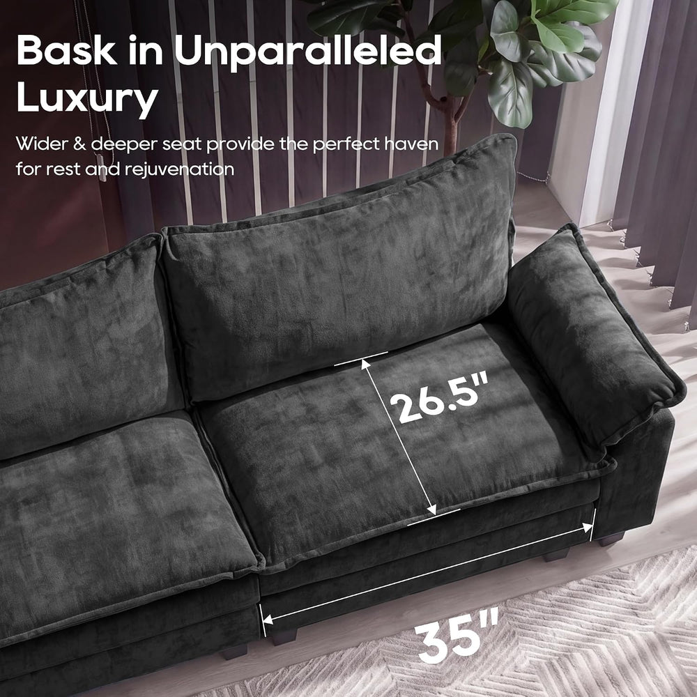 URRED Oversized Modular Sectional Sofa,Black:87" L Shaped