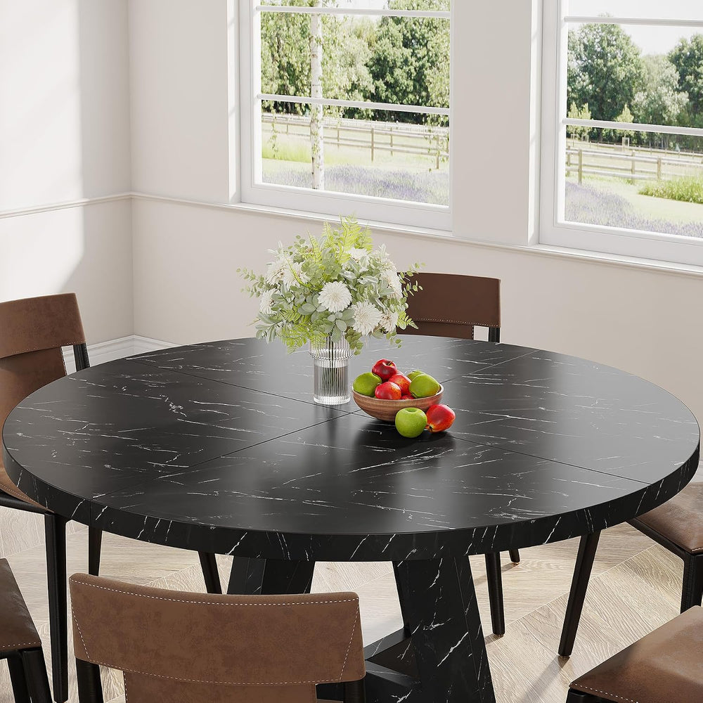 Tribesigns 47 inch Round Dining Table Wood Kitchen Table for Dining Room, 47&...
