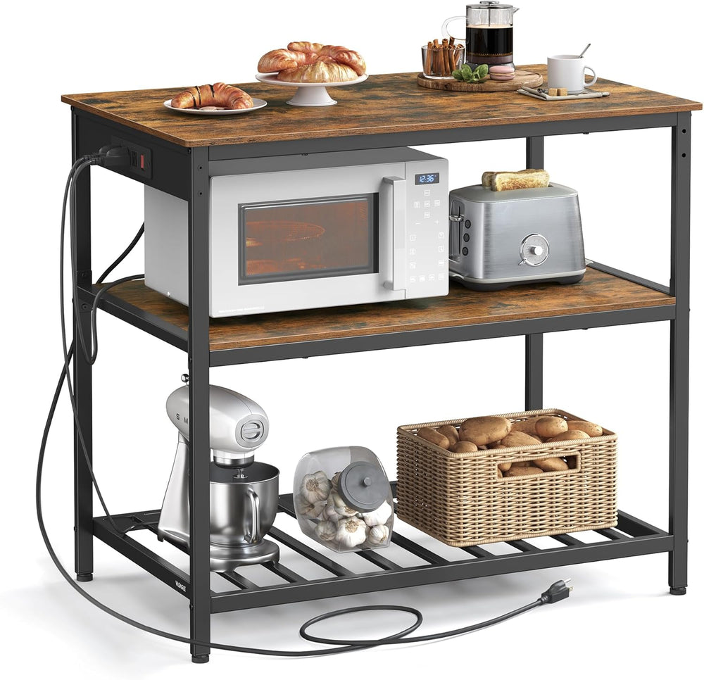 VASAGLE Kitchen Island with 3 Shelves, Storage Cabinet, Steel Structure | Kit...