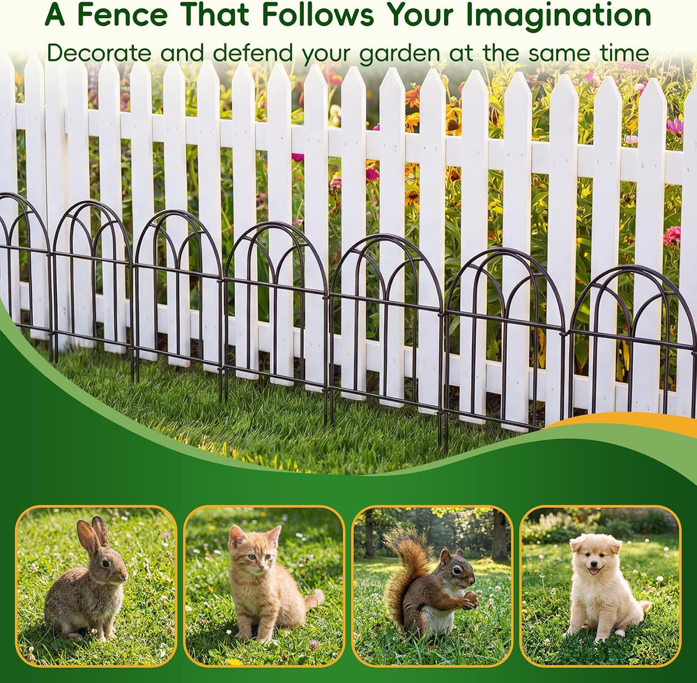 Garden Fence Panels - 30.33ft x 17in (H) Garden Fence Animal Barrier Metal Fe...