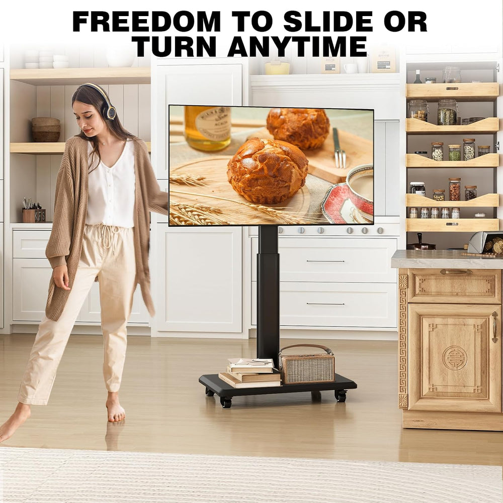 TVON Rolling TV Stand for 32-70Inch TVs, Elegant Floor TV Stand with Wheels |...