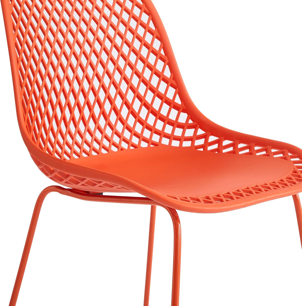 Modern Plastic Dining Chairs, Set of 4 (Blood Orange) | Easy-clean, 280lb Cap...