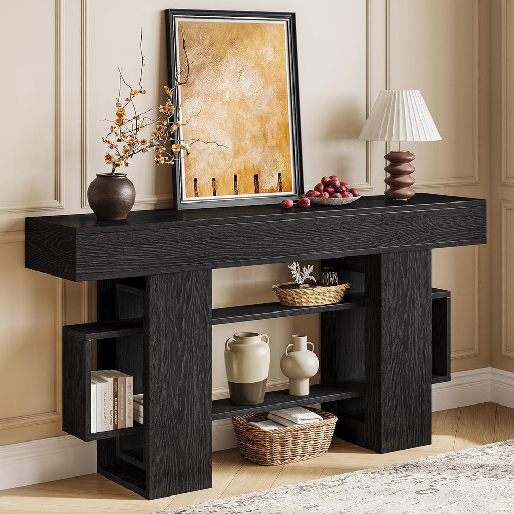 Einhomn 63 Inch Long Console Table for Entryway, Modern Wooden Sofa Table Beh...