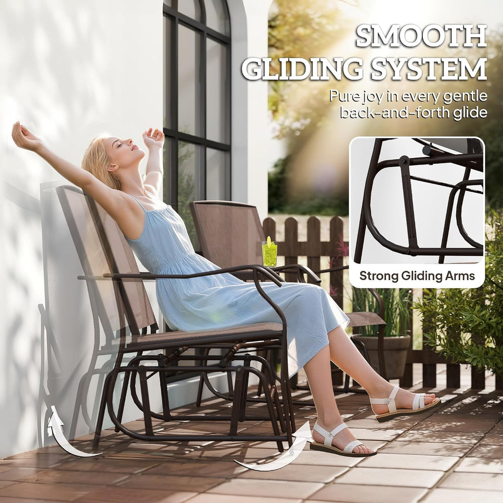 Outsunny Outdoor Glider Chair with Table 2-Seat Patio Loveseat Coffee Brown |...