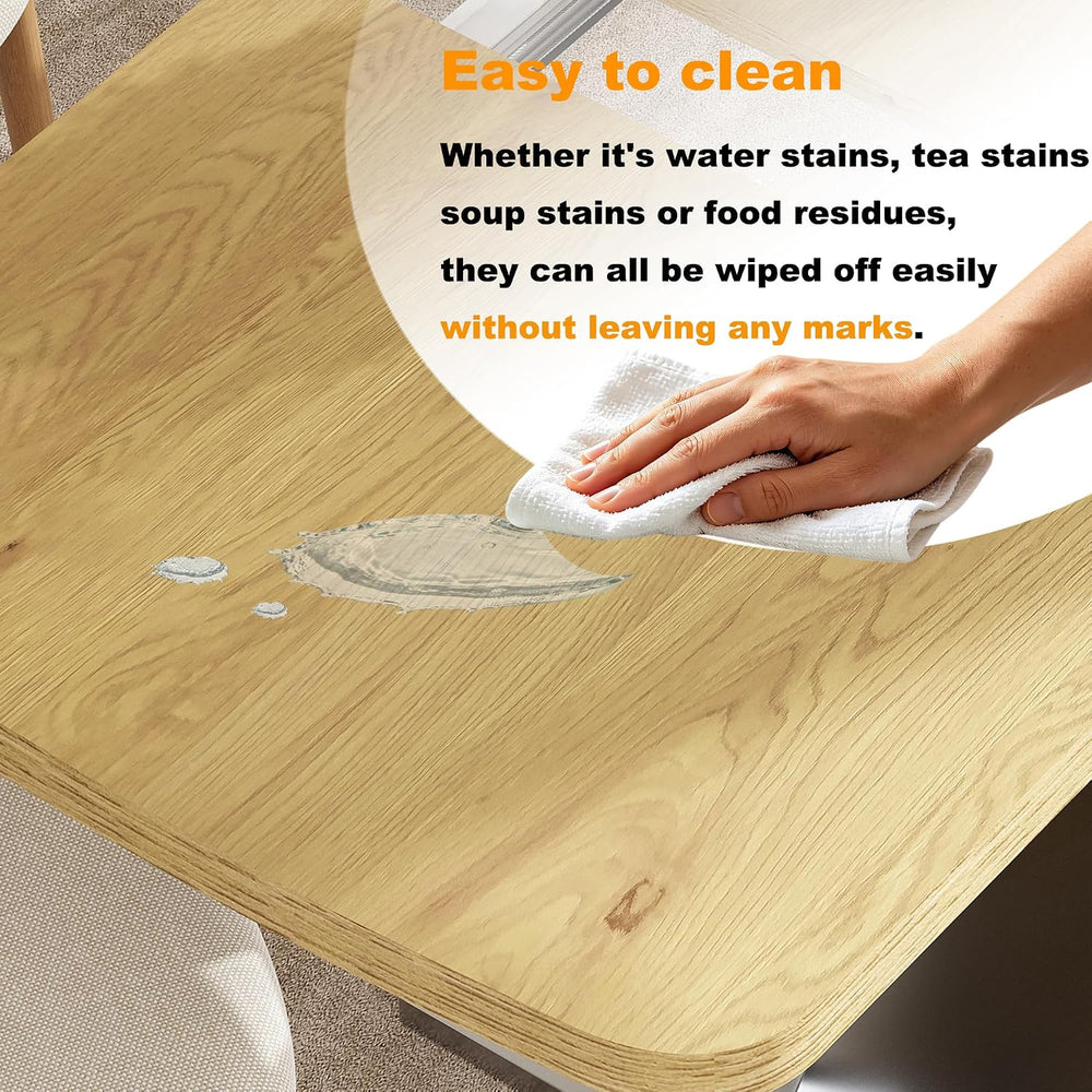 Expandable Natural Wood Dining Table for 4-6, Extendable 47-63 Inch Scratch-R...
