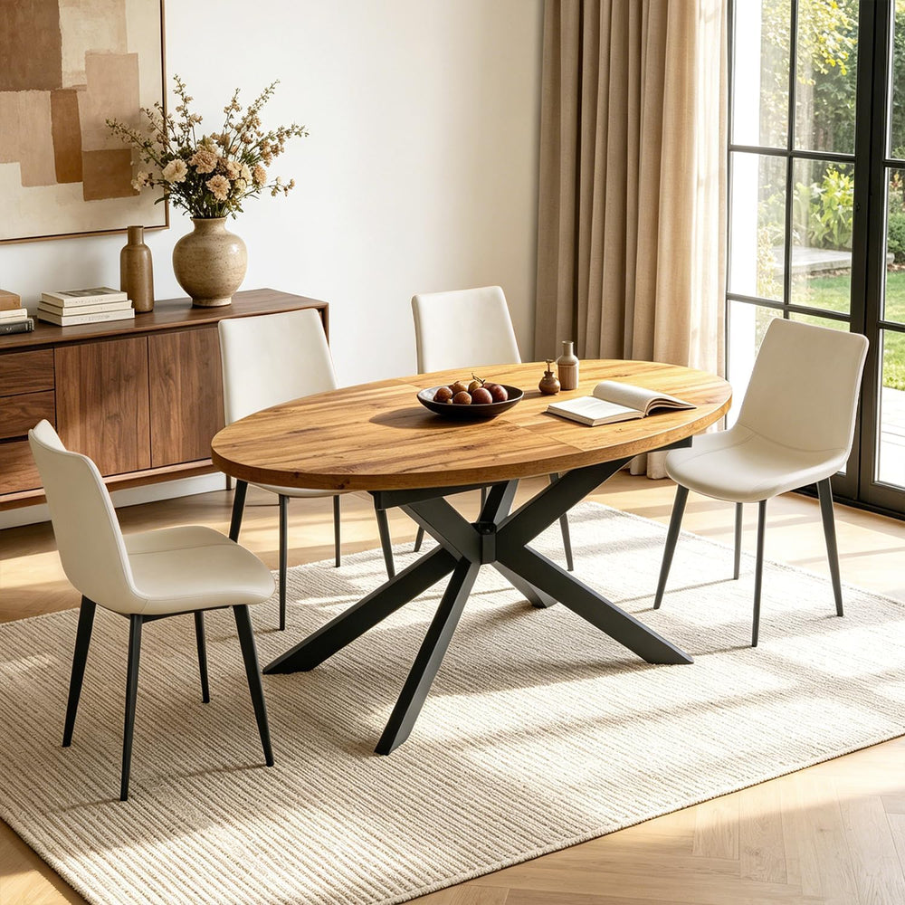 63"-78.7" Extendable Oval Dining Table Set for 4 | 5 Piece Large Ro...