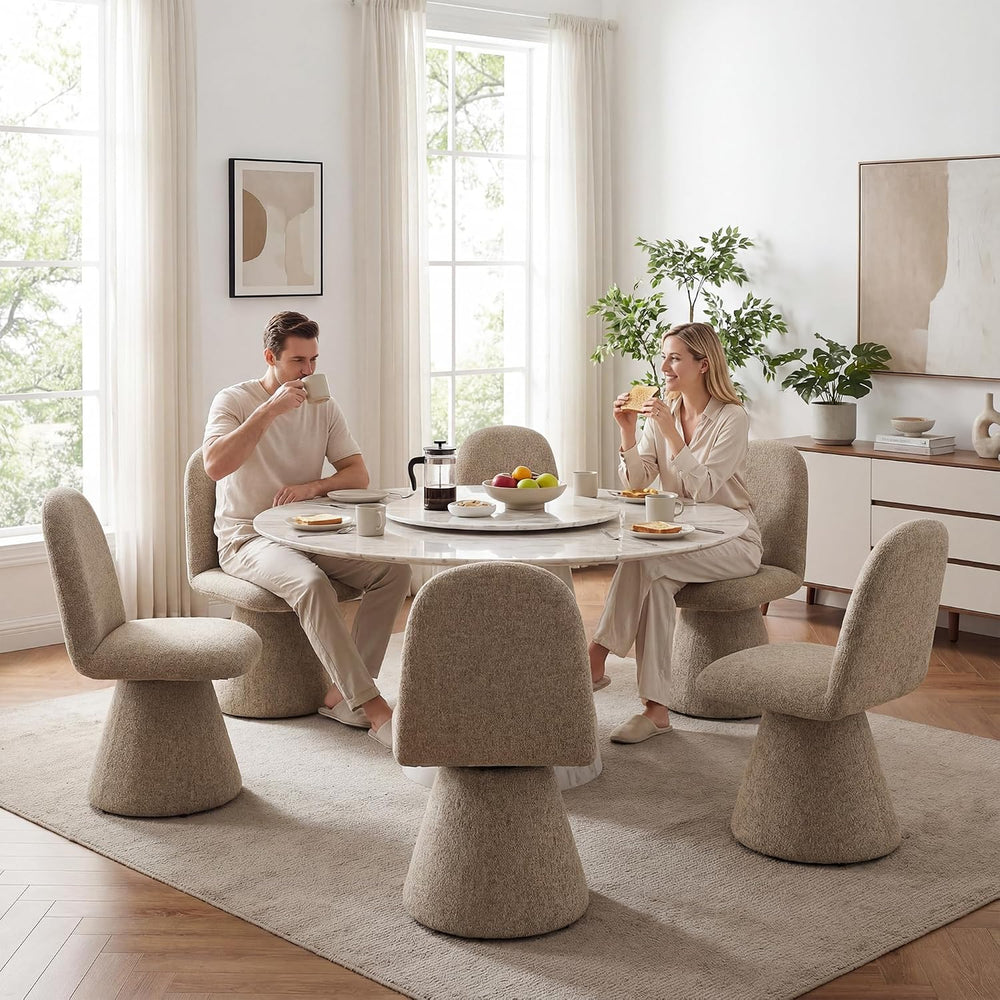 DUOMAY 360° Swivel Dining Chairs Set of 4, Mid Century Modern High Back Linen...