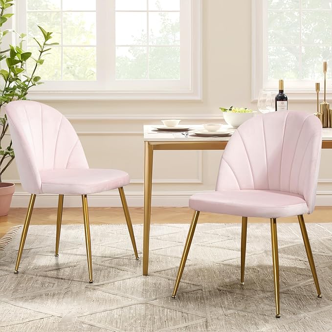 Velvet Dining Chairs Set of 2, Upholstered Mid Century Modern Dining Chairs, ...