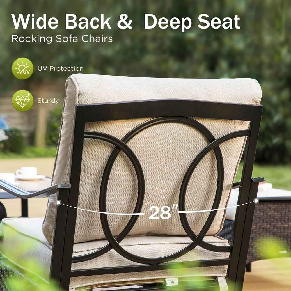 PHI VILLA Rocking Patio Sofa Chairs - 2 PCS Outdoor Rocking Armchairs, Patio ...