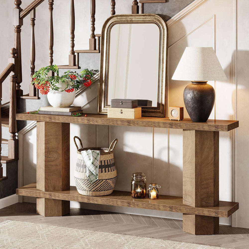 Tribesigns 71-Inch Long Console Table for Entryway, Wooden Sofa Table Behind ...
