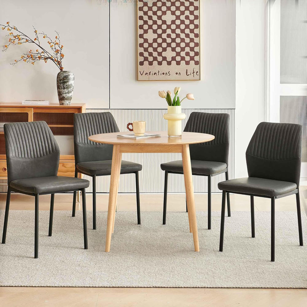 35'' Round Dining Table Set for 4 with Chairs, Mid Century Modern Rou...