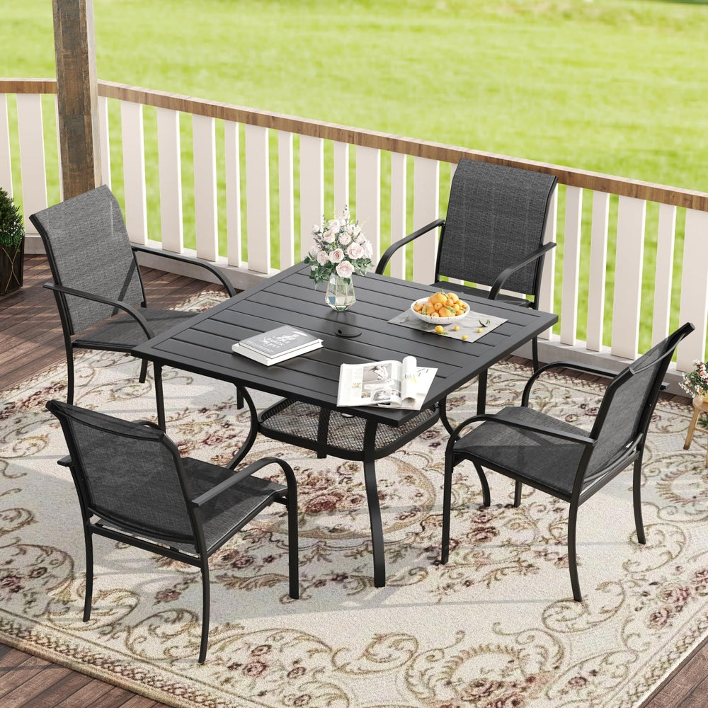 VICLLAX 5 Pieces Patio Dining Set, Outdoor Furniture Set Includes 1 Square Ou...