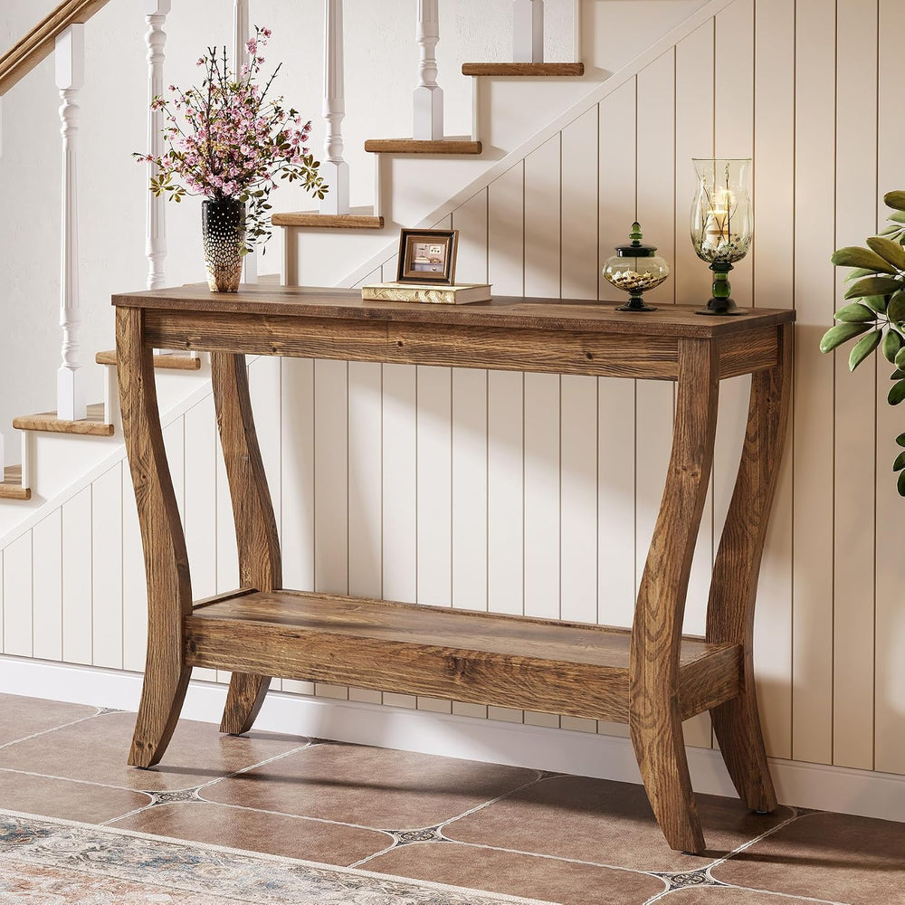 Solid Wood Console Table for Entryway, 41.3-Inch Farmhouse Sofa Table with St...