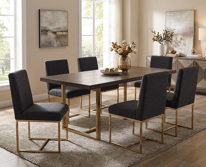 CIMOTA Black Modern Dining Chairs Set of 2, Upholstered Dining Room Chairs Ar...