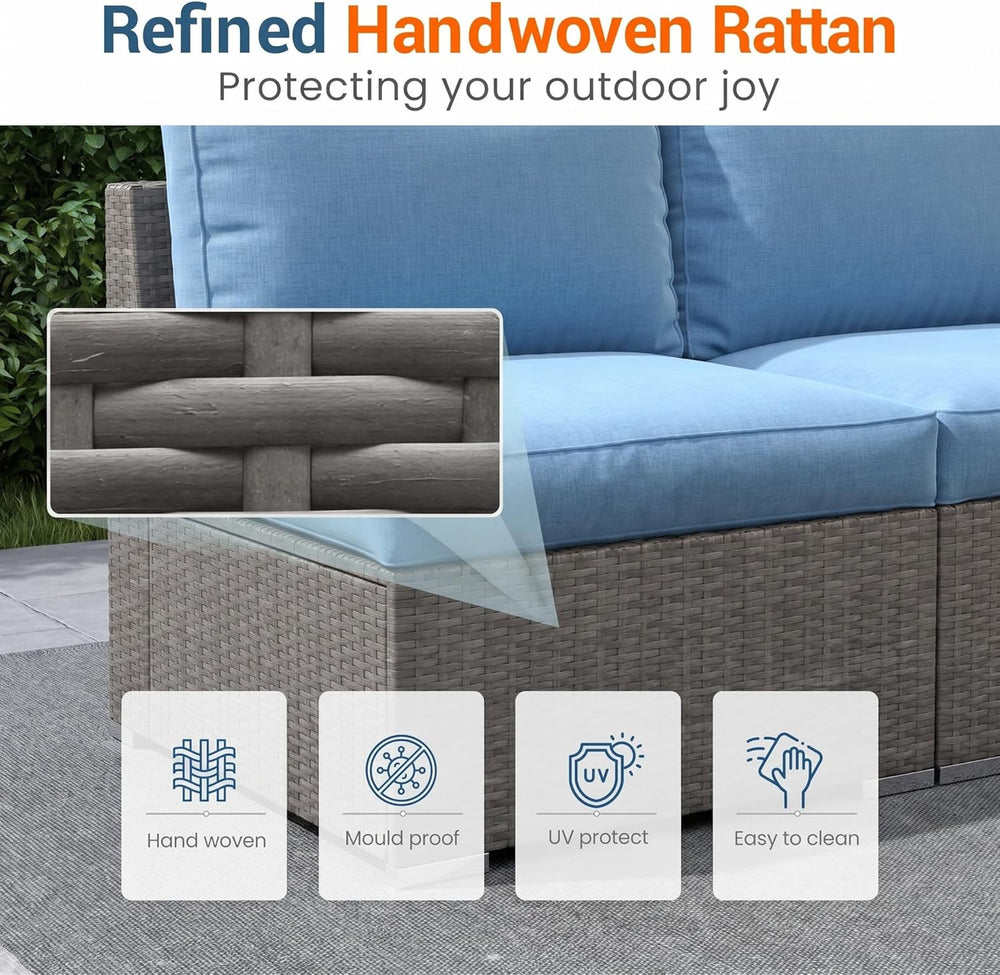 Wisteria Lane Outdoor Sofa, 2 Pieces Wicker Patio Furniture Set with Washable...