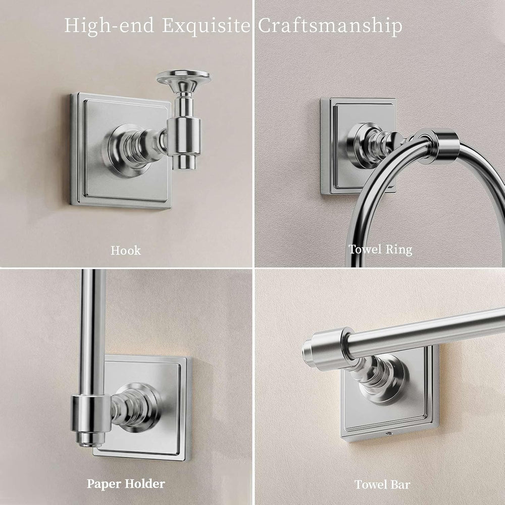 VEHCIL Polished Chrome Bathroom Towel Bar Set, 5 Piece Bathroom Hardware Acce...