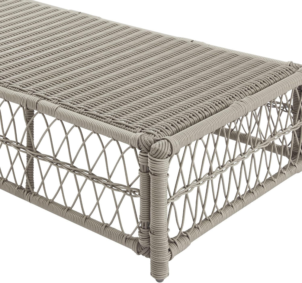 Crosley Furniture Thatcher Wicker Coffee Table and Ottoman Foot Rest for Porc...