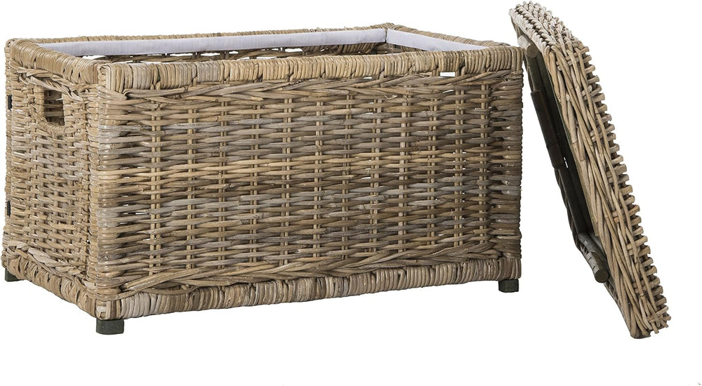 happimess Elijah 31" Wicker Storage Trunk Footlocker Chest, Natural | Ra...