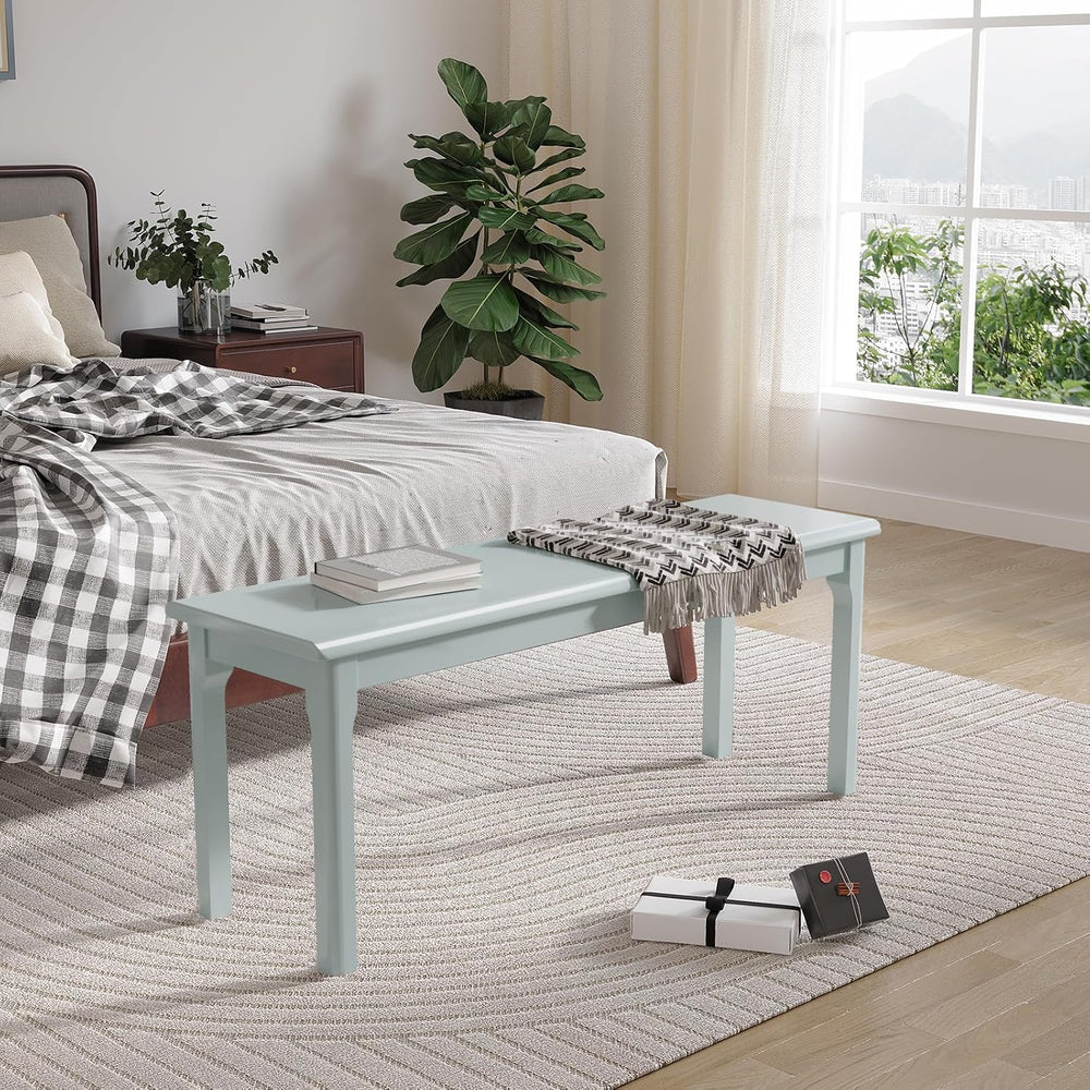 47.2" Solid Wood Dining Bench Entryway Bench Midcentury End of Bed Bench...