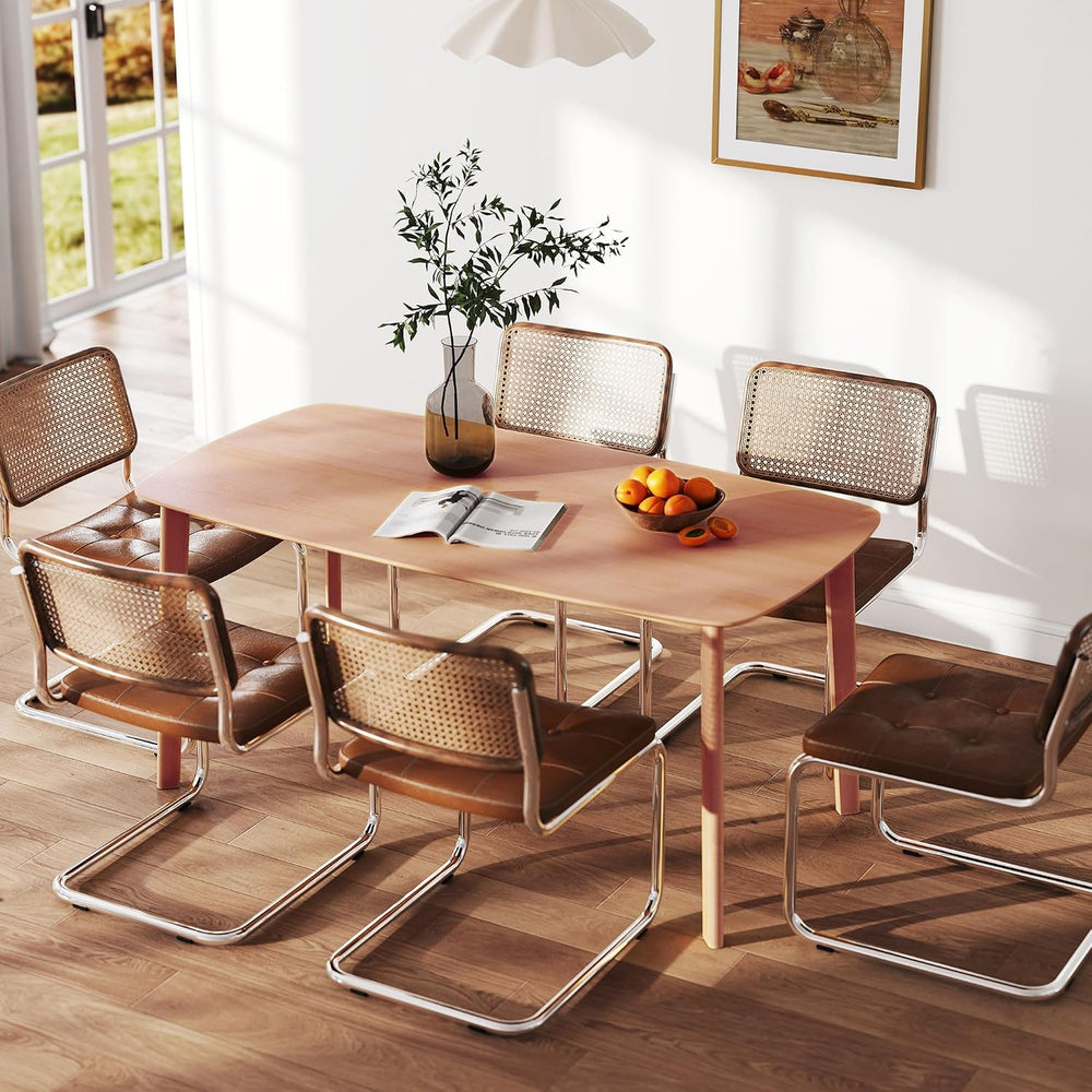 HOMCOM Solid Wood Dining Table for 6 People, 59" Long Rustic Rectangular...