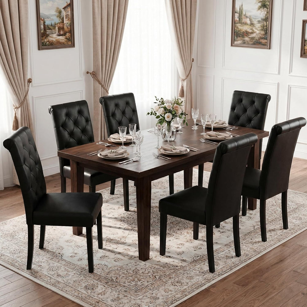 LSSBOUGHT Upholstered Dining Chairs Set of 4,Tufted Parsons Kitchen Chair wit...