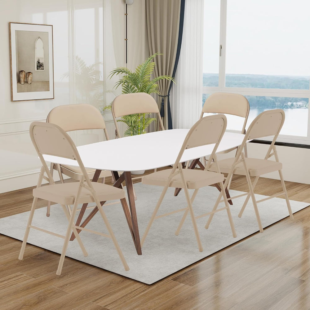 4 Pack Folding Chairs with Cushion, Comfortable Padded Foldable Dinning Chair...