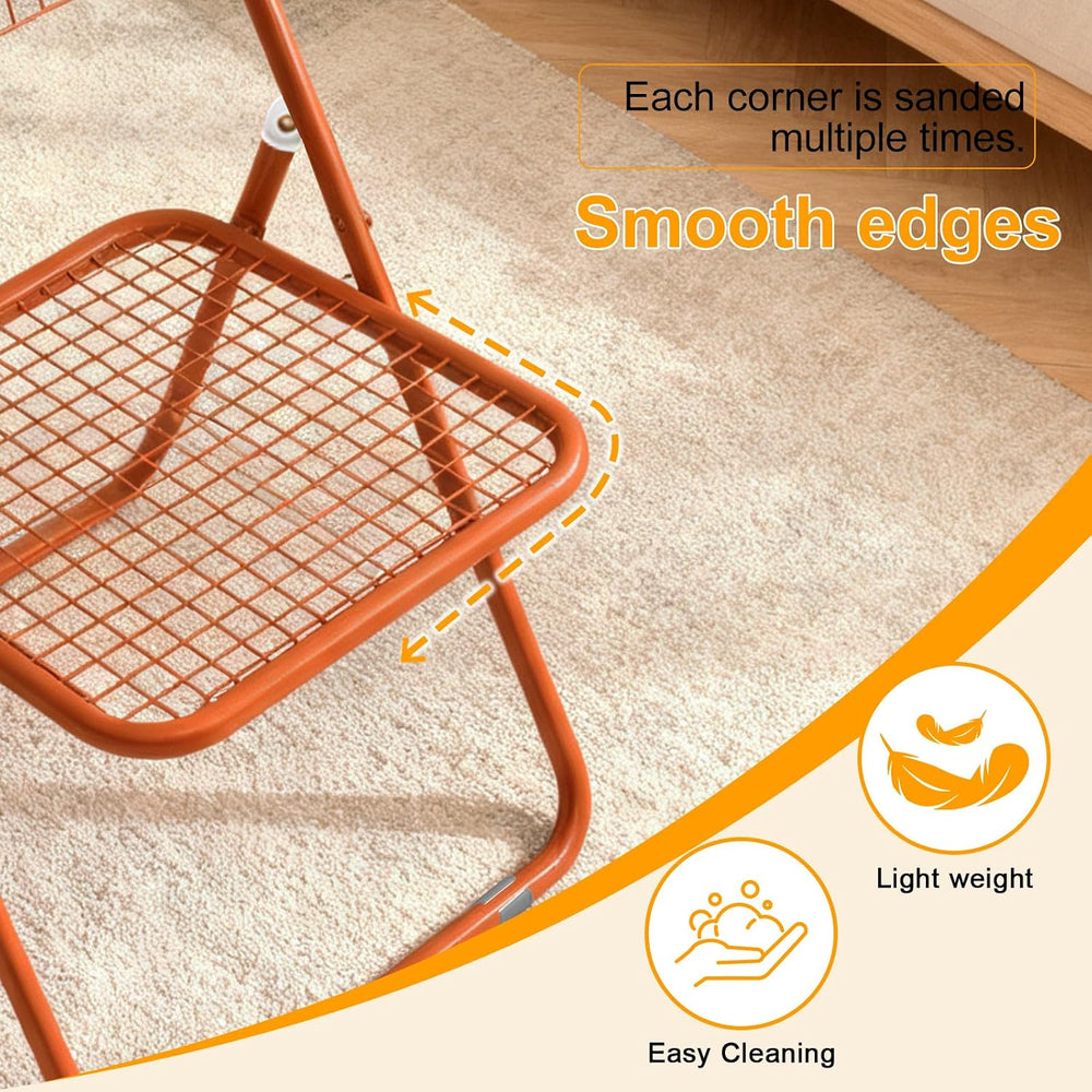 JPBSTO 2 Pack Folding Chair,All Orange Color,Single Piece,Foldable Space - Sa...