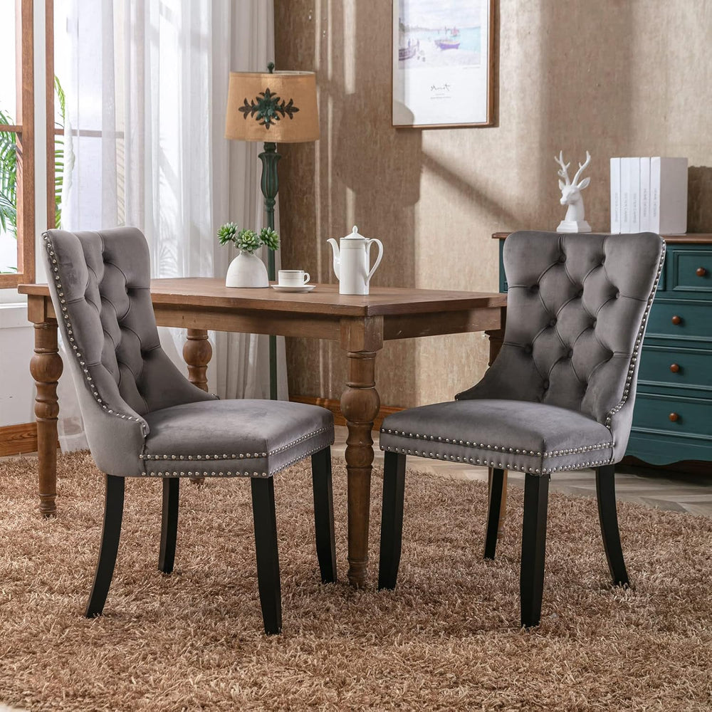 KEIKI Tufted Dining Room Chairs Set of 2, Velvet Kitchen Nailhead Trim Chairs...