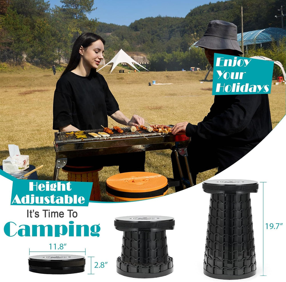 Collapsible Stool with Cushion,1000 lbs Capacity,19.7-in Adjustable Height