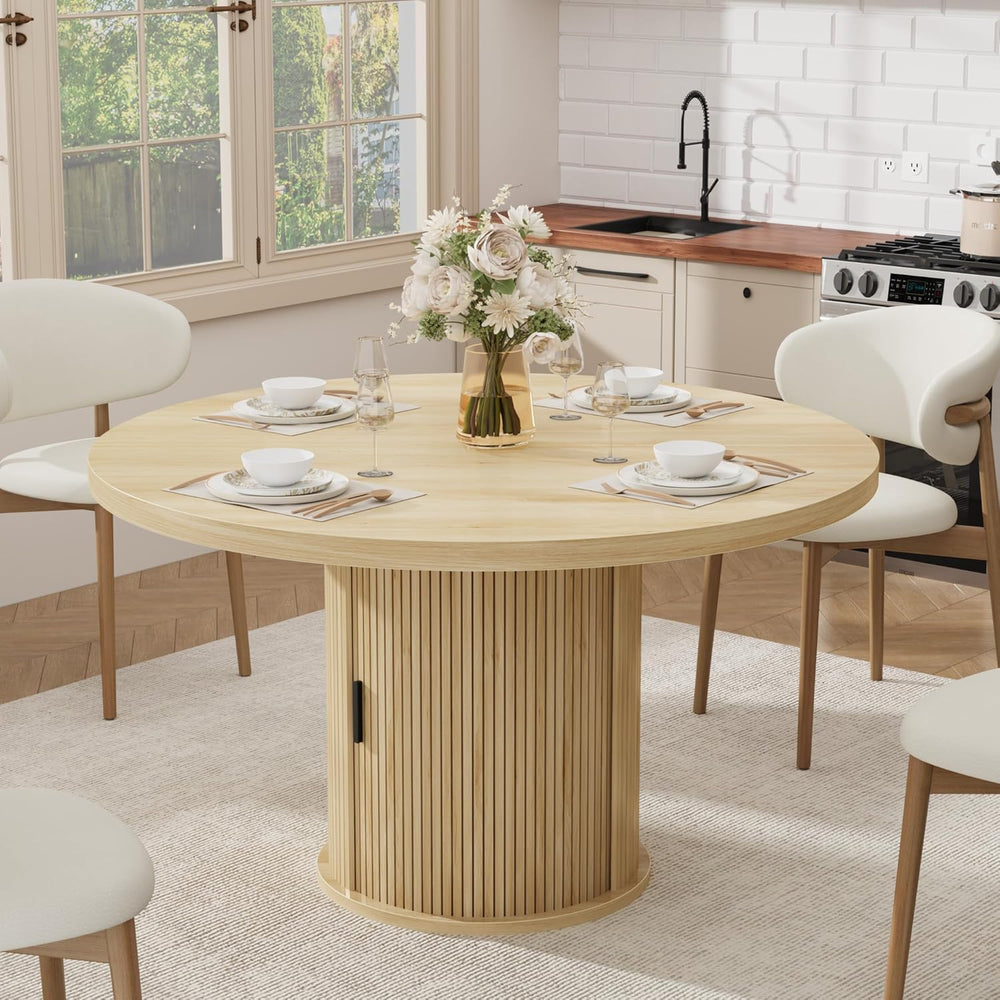 IDEALHOUSE 47" Round Dining Table for 4-6, Modern Farmhouse Kitchen Tabl...