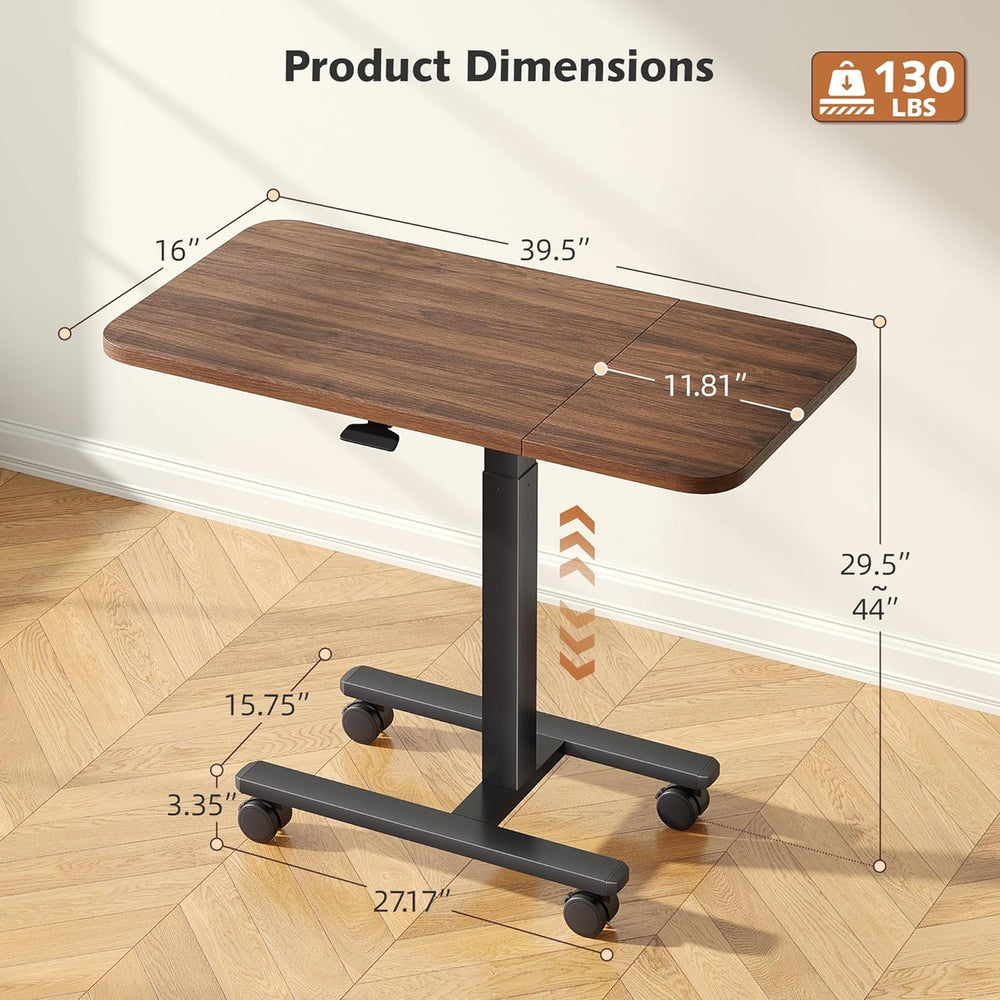Homkdom C Shaped Table with Wheels, Side End Table with Extended Desktop, Adj...