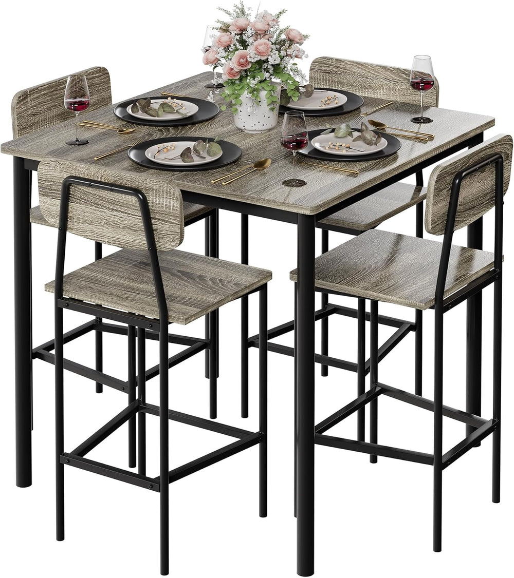 Kitchen Table and Chairs of 4, 5 Piece Dining Table Set | Sturdy Industrial S...