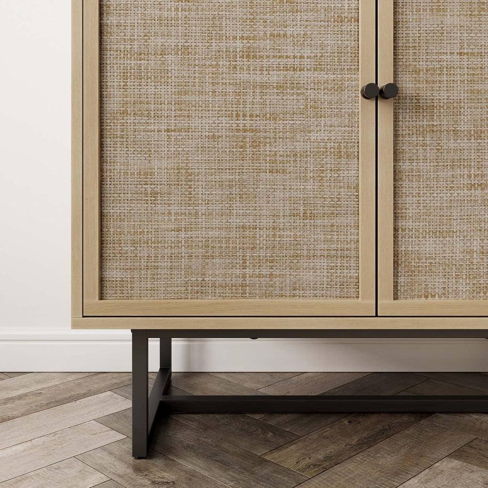 Nathan James Kova Rattan Wood Accent Sideboard Storage Cabinet TV Stand with ...