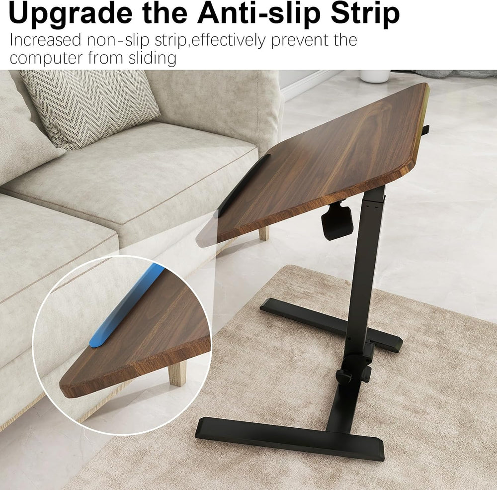PUNCIA 26" Mobile Folding Desk, Pre-Assembled Pneumatic Sit-Stand, Walnut