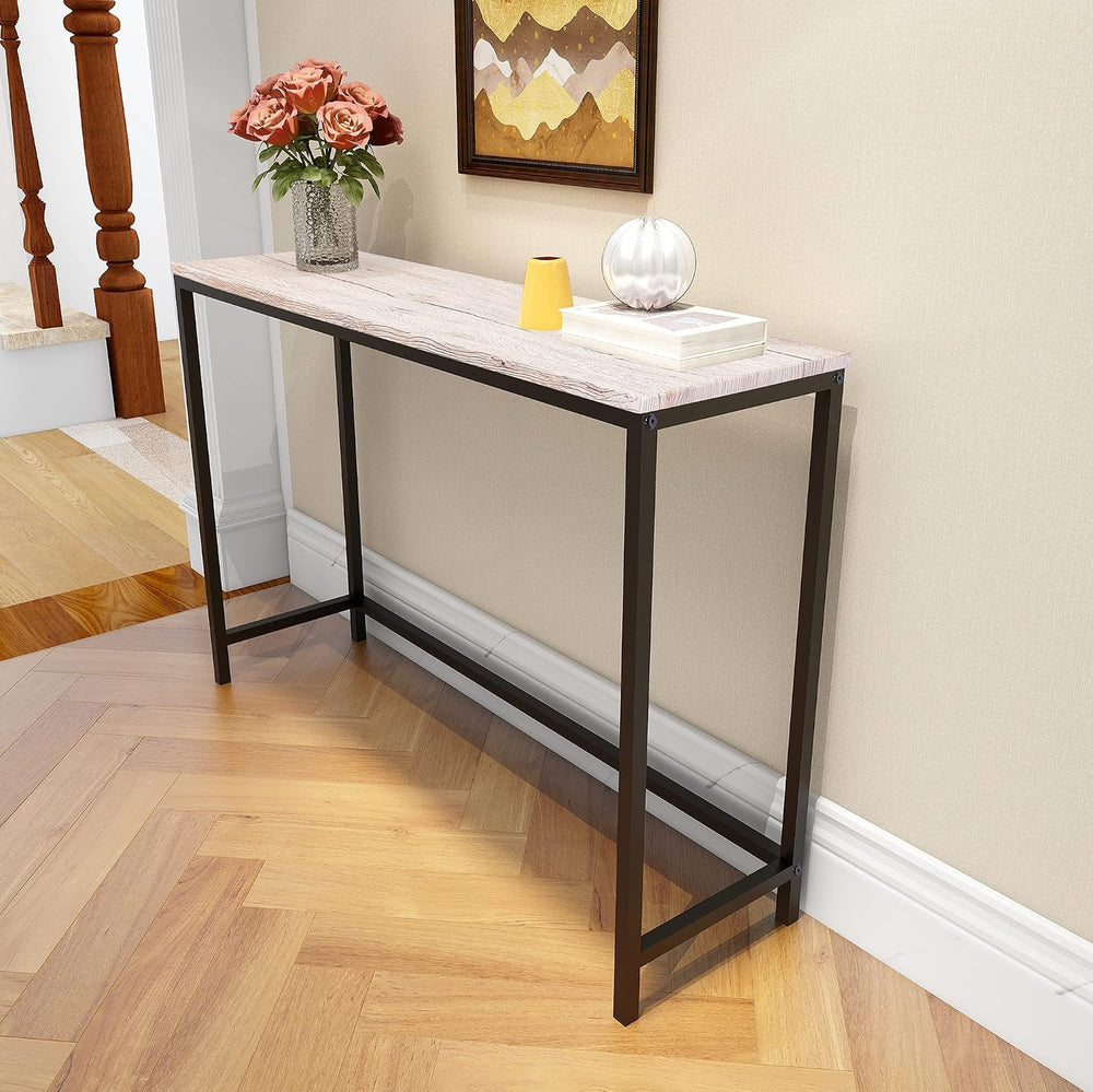 HOMERECOMMEND Console Table with Power Outlets and USB Ports,Rustic Brown | S...
