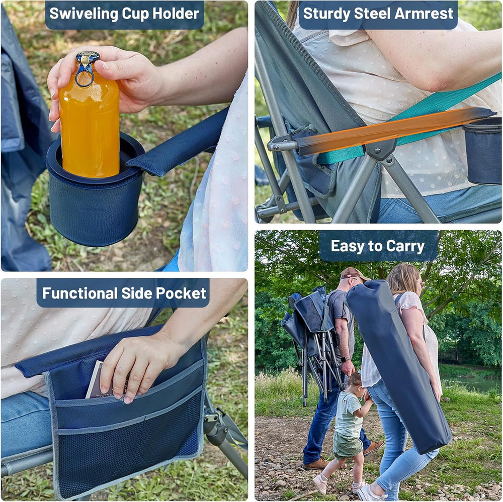 Timber Ridge Oversized Camping Chair with Lumbar Support, Portable Folding Ch...