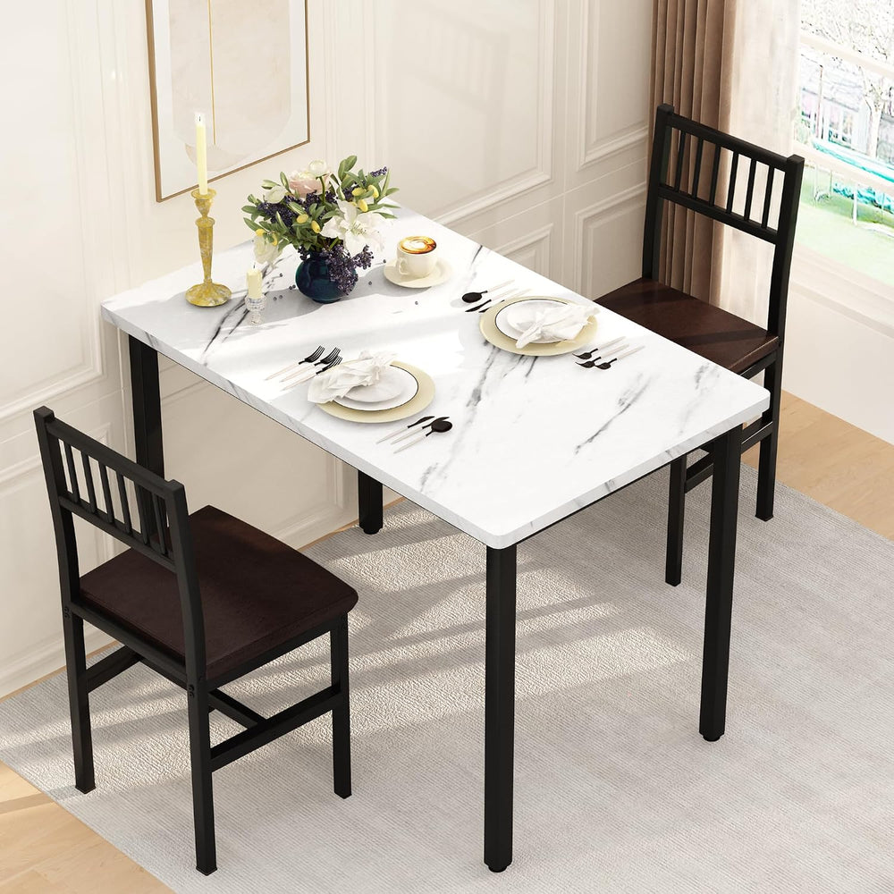 AWQM 3 Piece Dining Table, Small Kitchen Table Set for 2 with Chairs(White) |...