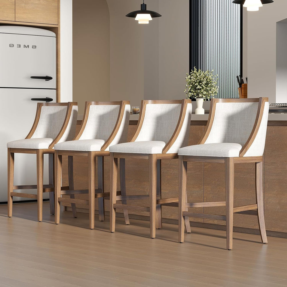 Kmax 26” Counter Height Bar Stool Set of 4, Farmhouse Upholstered Fabric Bars...