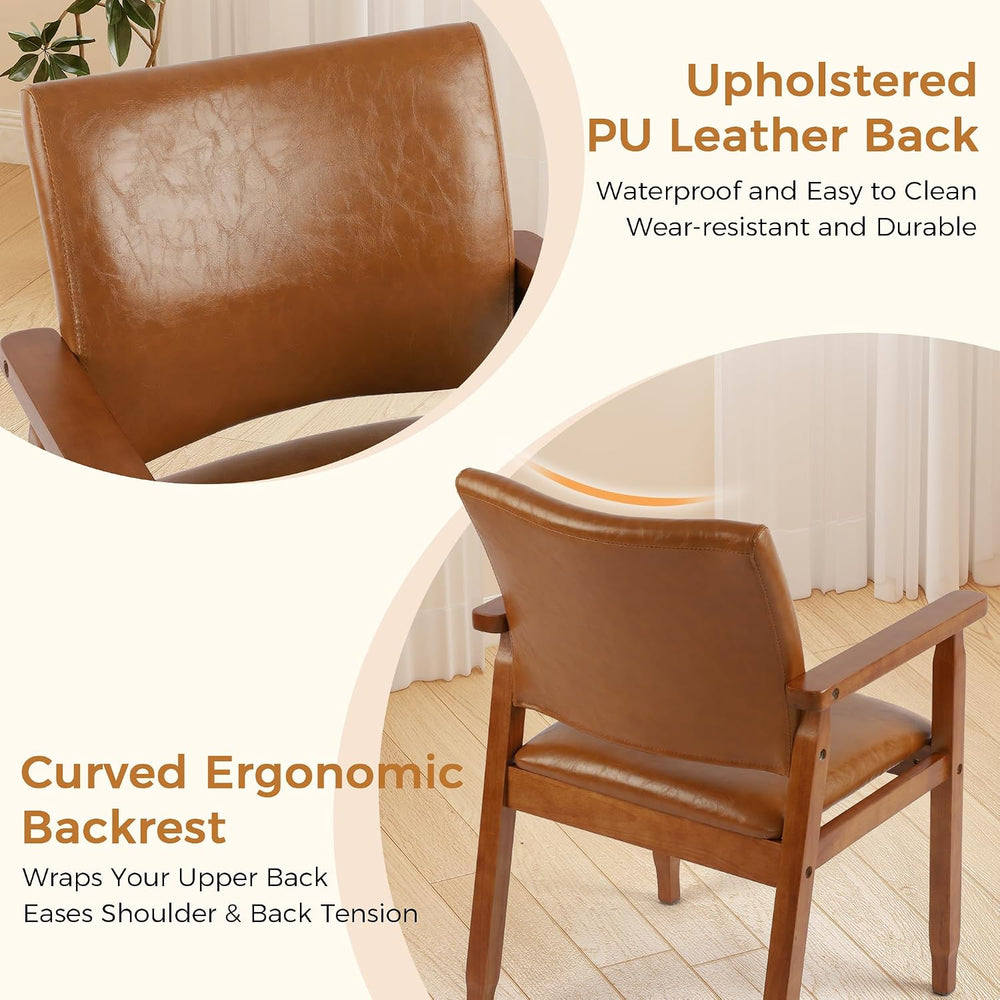 NOBPEINT Mid-Century Modern Dining Chairs with Armrest Set of 1, PU Leather U...