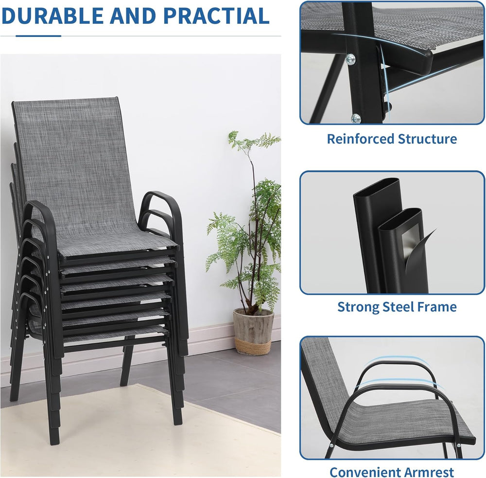 PIZZELLO Patio Chairs Set of 4, Outdoor Stackable Dining Chairs
