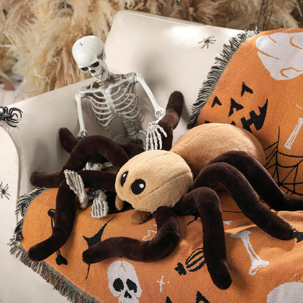 Phantoscope Halloween Spider Shaped Throw Pillow, Faux Fur Fluffy Tarantula D...