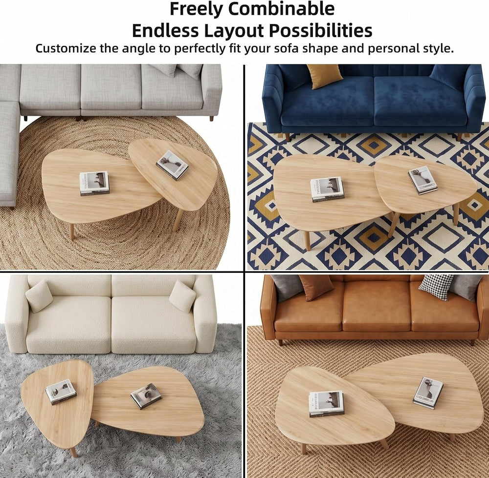 Nesting Coffee Table Set of 2-Mid Century Modern Coffee Table | Guitar Pick S...