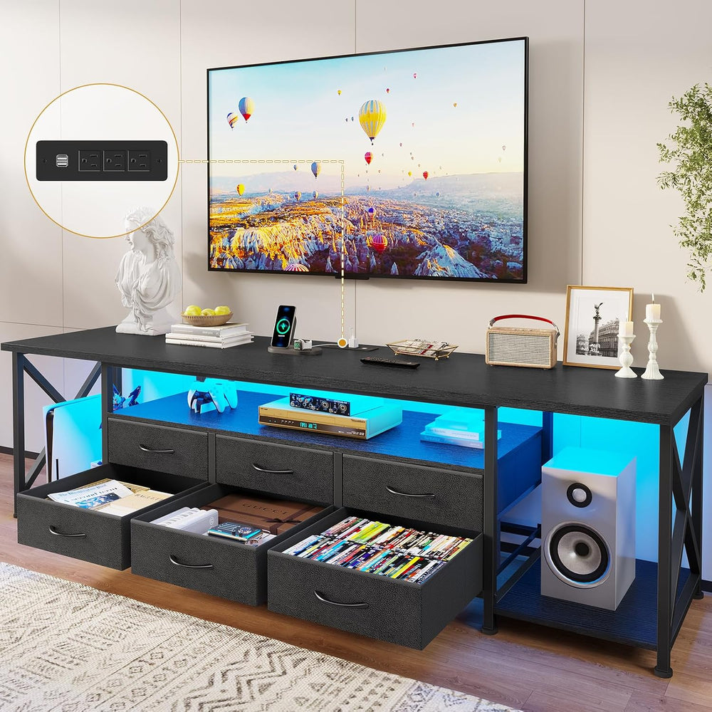 BTHFST TV Stand with LED Lights & Power Outlets, for TVs up to 85 Inches,...