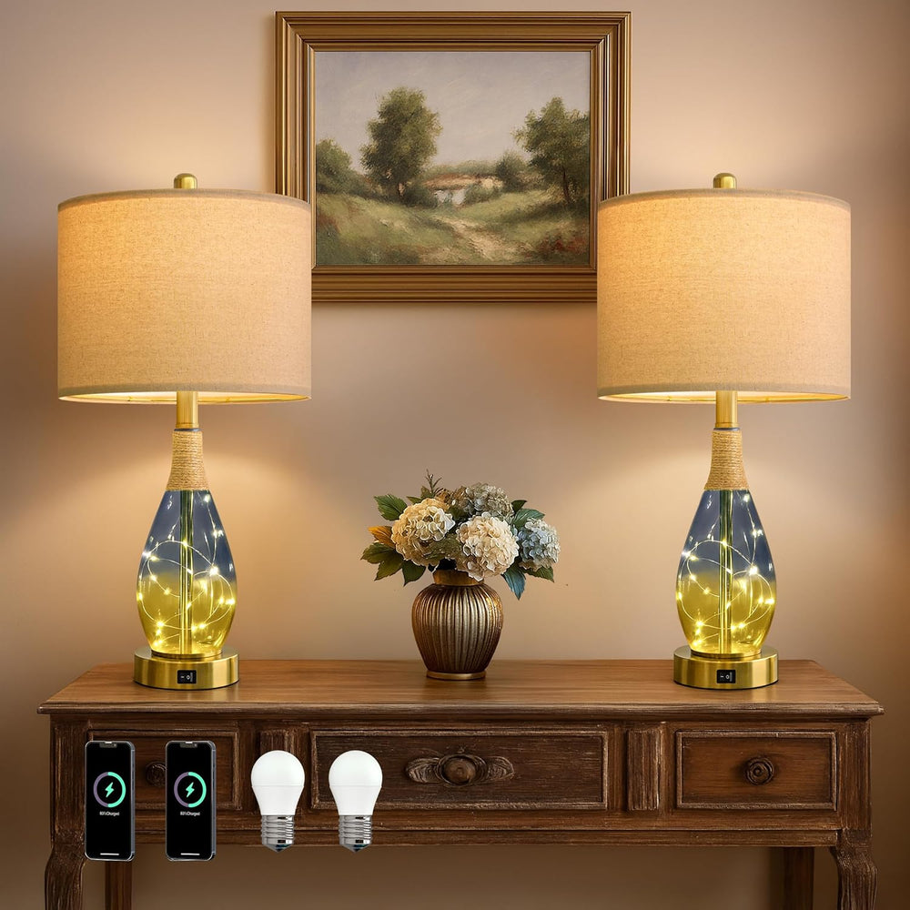 OYEARS 23" Table Lamps for Living Room Set of 2,Bedside Lamps for Night ...