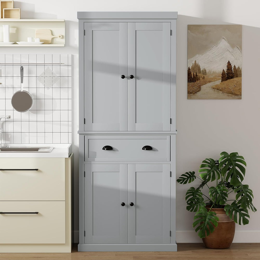 HOMCOM 72.5" Kitchen Pantry Cabinet, Traditional Freestanding Storage Ca...