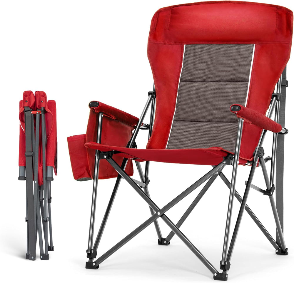 HIGH POINT SPORTS Oversized Folding Camping Chairs for Adults, High Backrest ...